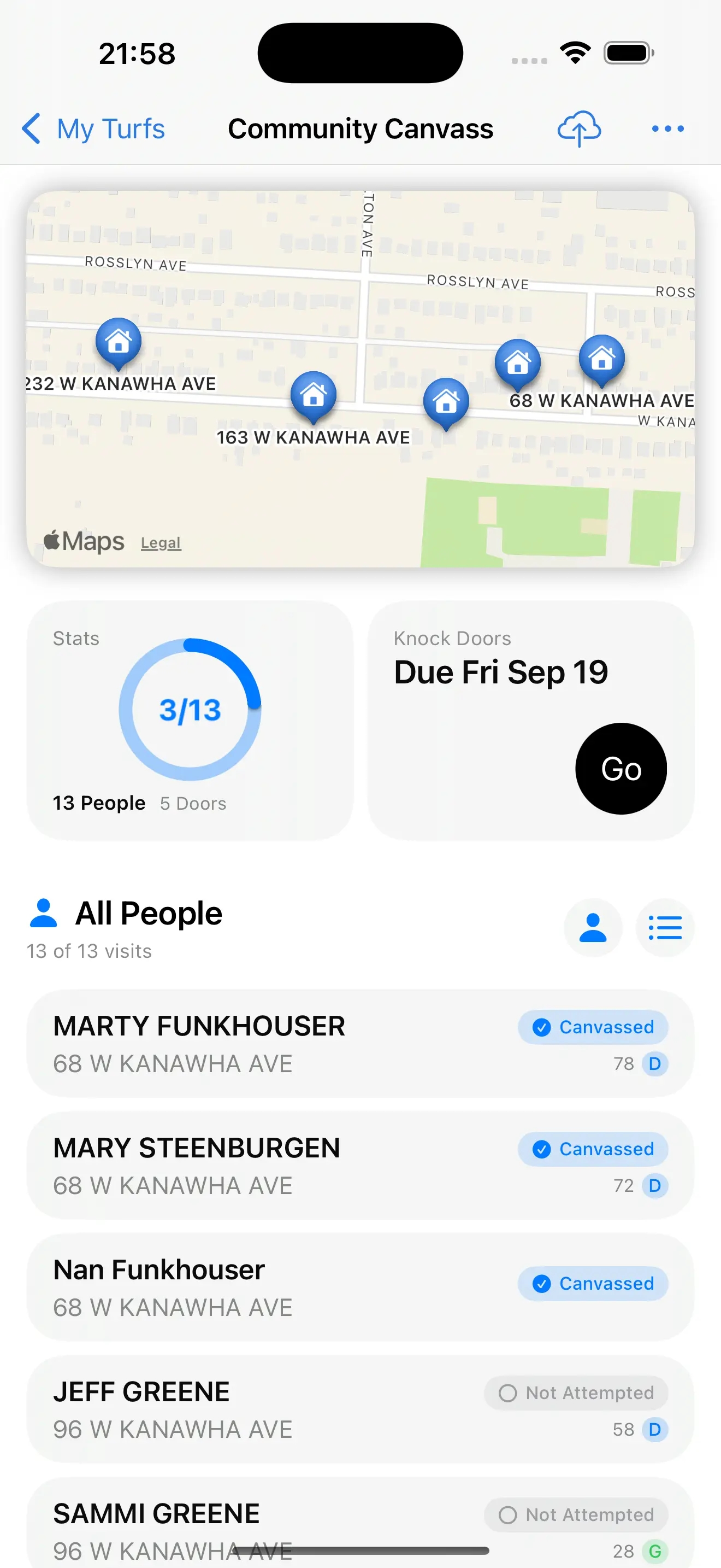 Screenshot of Hubble Mobile showing the Turf View